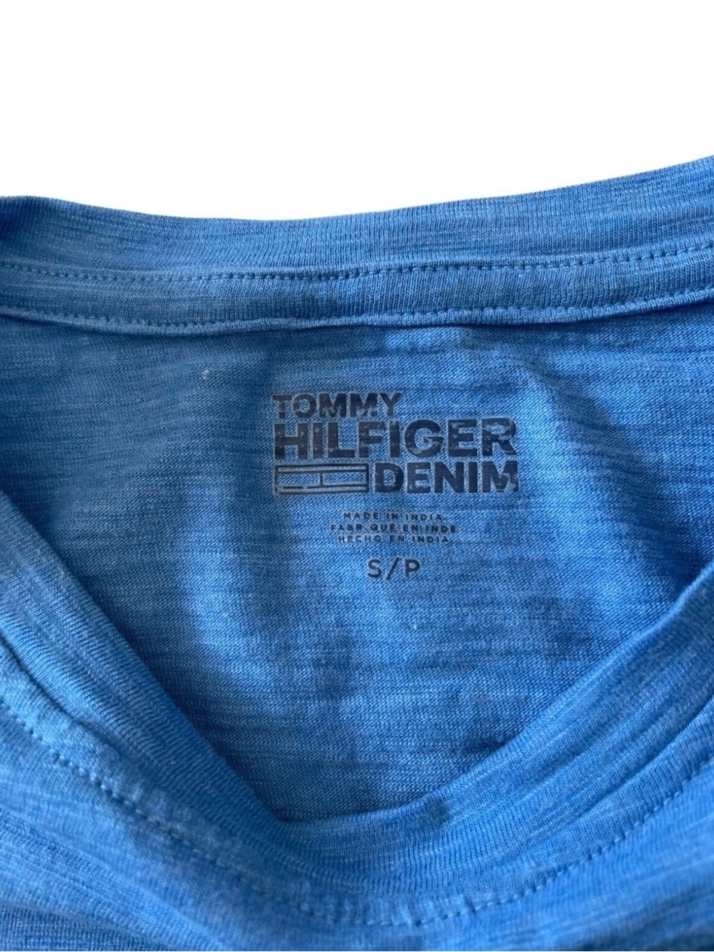 Tommy Hilfiger Casual Crewneck Tee in Blue and White Regular Fit. - Picture 3 of 6